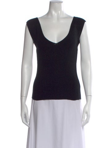 Pre-owned Mara Hoffman V-neck Sleeveless Top In Black