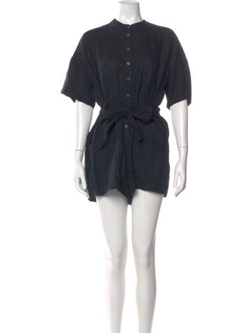 Pre-owned Mara Hoffman Linen Crew Neck Romper In Blue