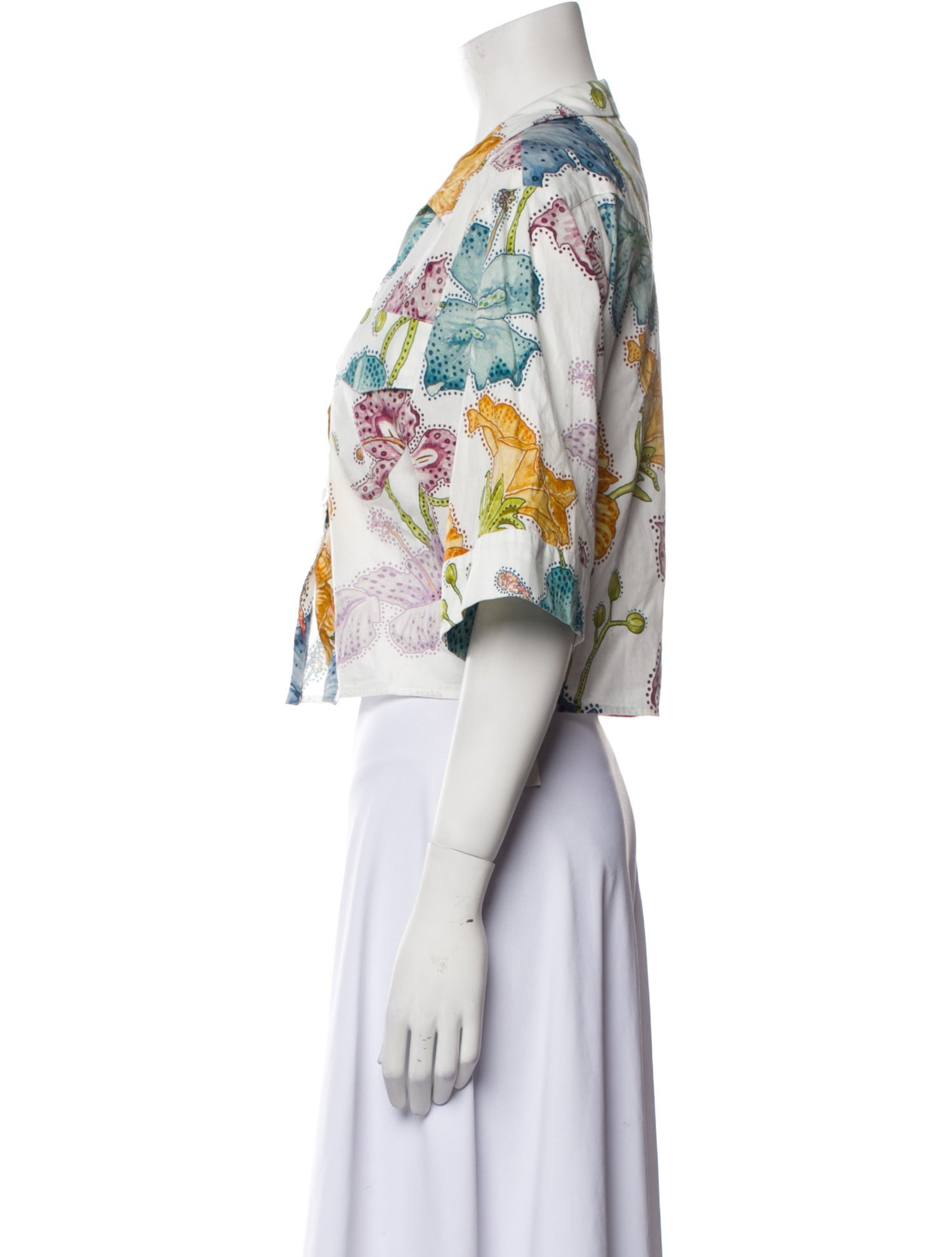 Hayley Menzies Floral Print Three-Quarter Sleeve Crop Top