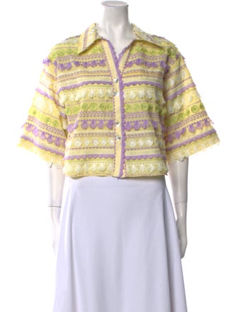 Hayley Menzies Plaid Print Three-Quarter Sleeve Crop Top