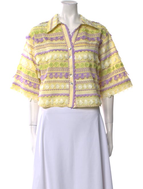 Hayley Menzies Plaid Print Three-Quarter Sleeve Crop Top