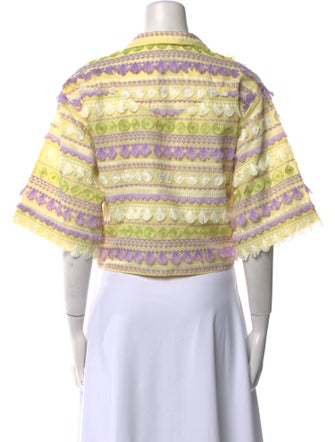 Hayley Menzies Plaid Print Three-Quarter Sleeve Crop Top