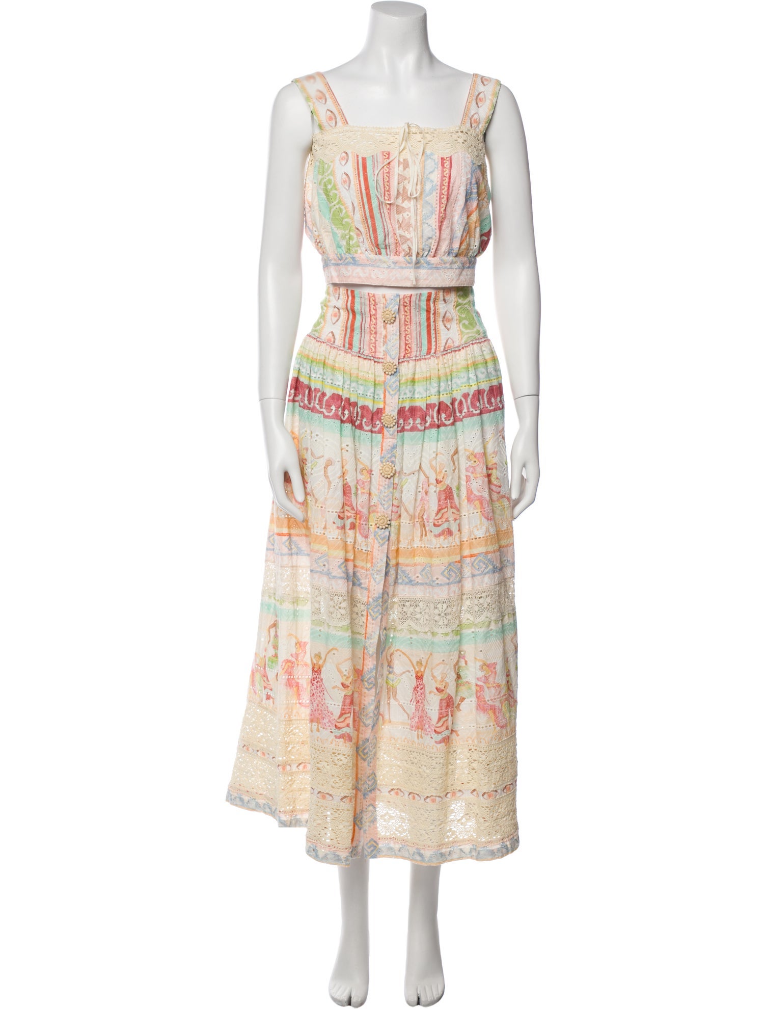 Hayley Menzies Printed Ruffle Embellishment Skirt Set w/ Tags