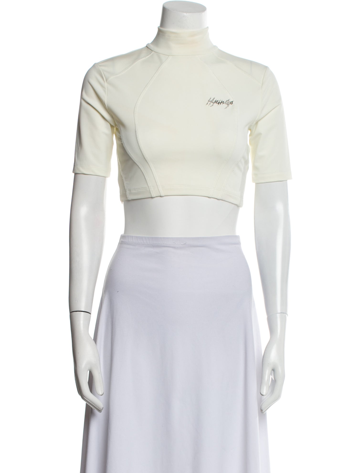 Hyein Seo Graphic Print Mock Neck Crop Top