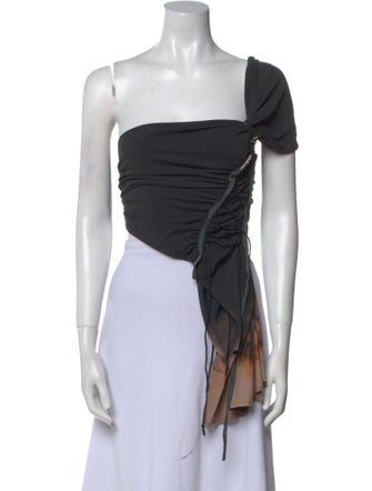 Hyein Seo Square Neckline Short Sleeve Crop Top