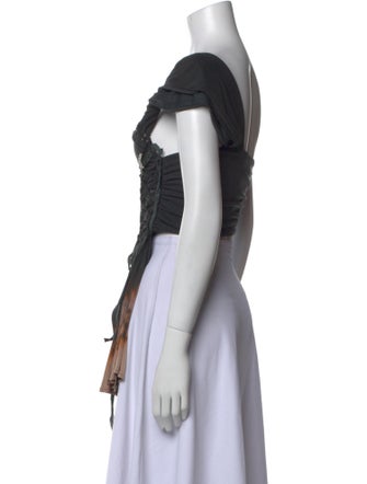 Hyein Seo Square Neckline Short Sleeve Crop Top