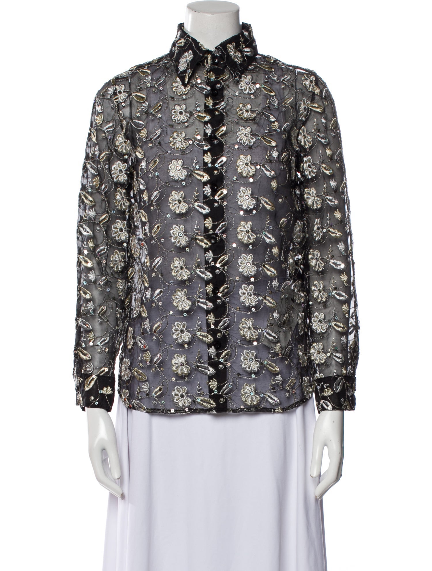 Ashish Silk Printed Button-Up Top