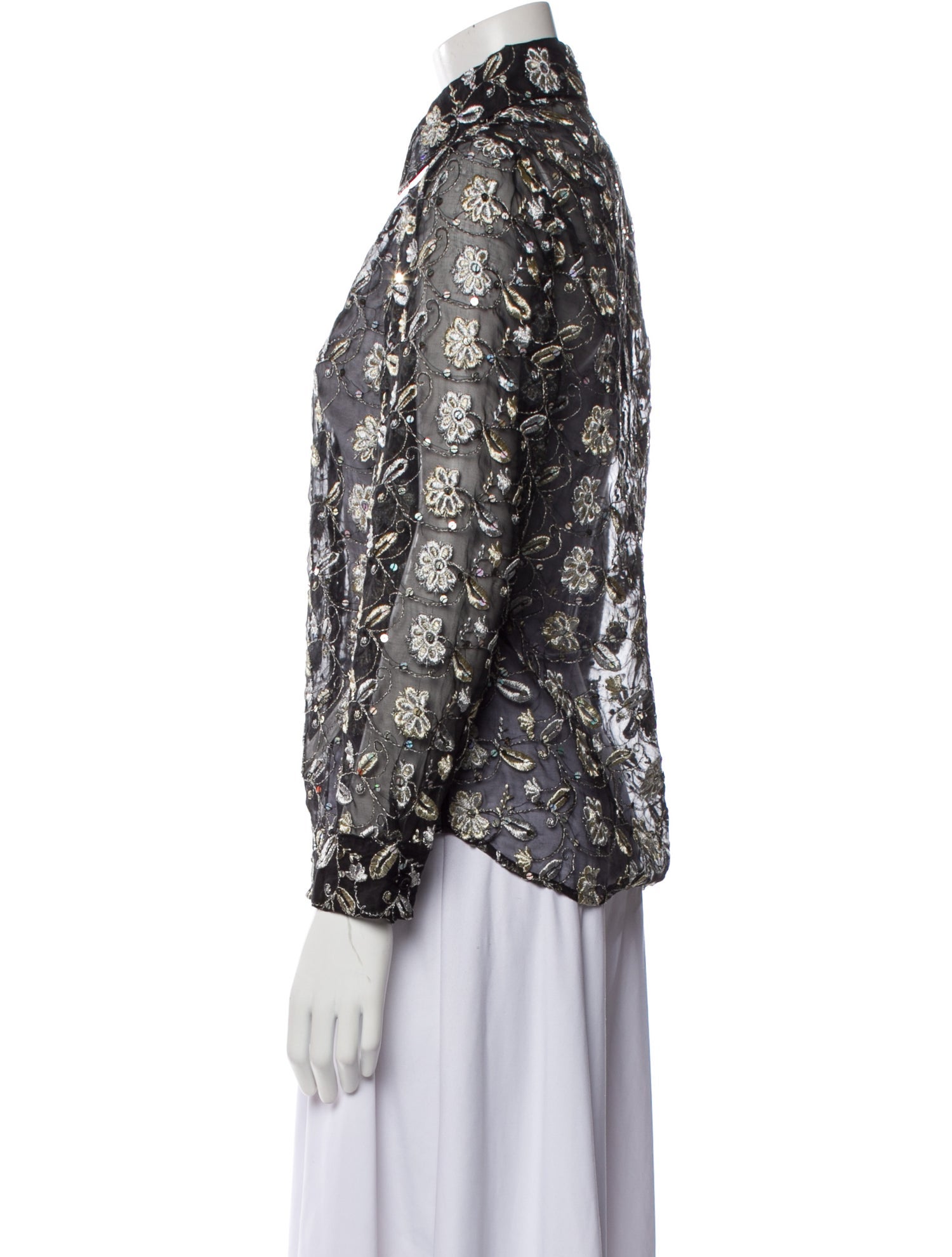 Ashish Silk Printed Button-Up Top