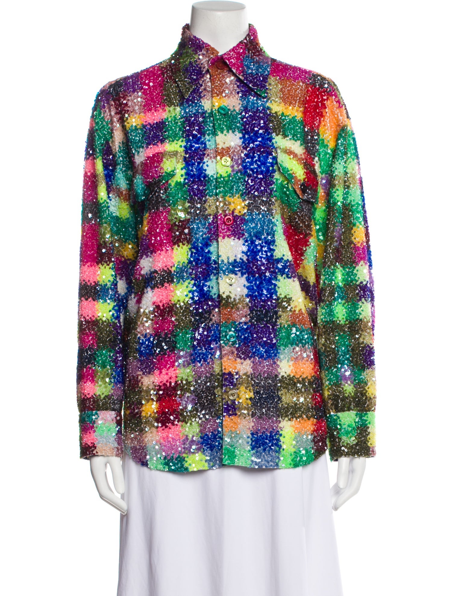 Ashish Sequin Plaid Print Jacket