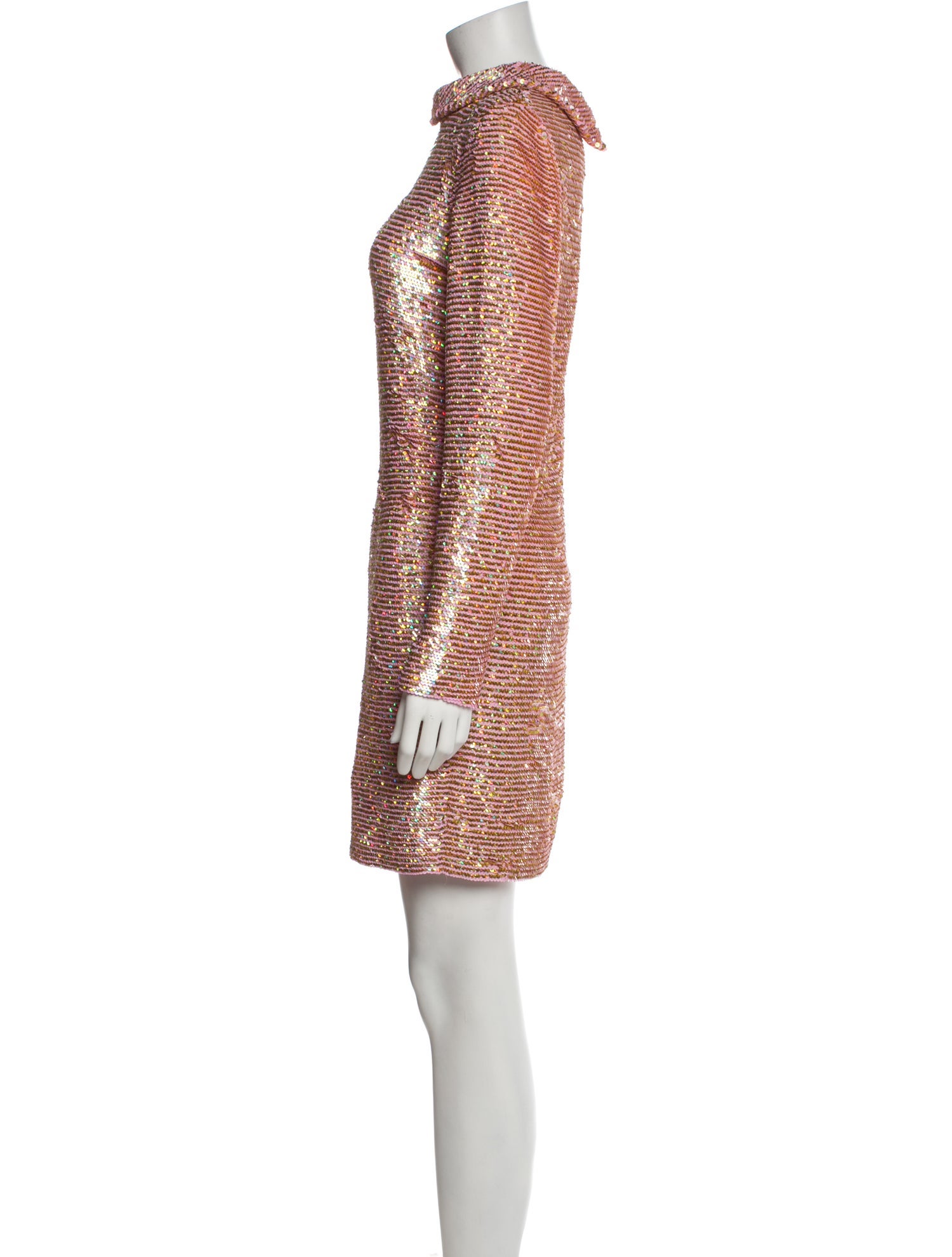 Ashish Sequin Roll Neck Dress in Golden Pink Mini Dress