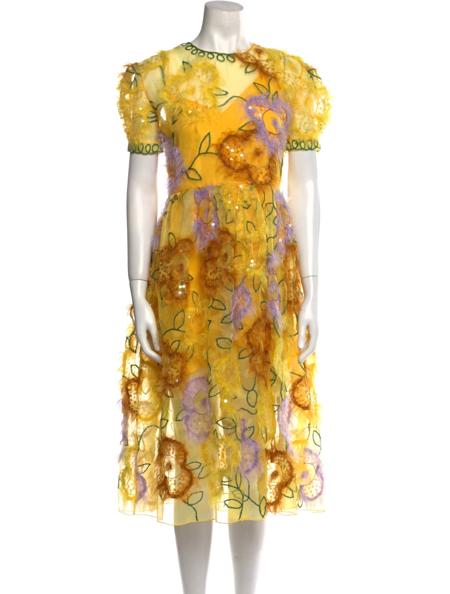 Ashish Floral Print Midi Length Dress