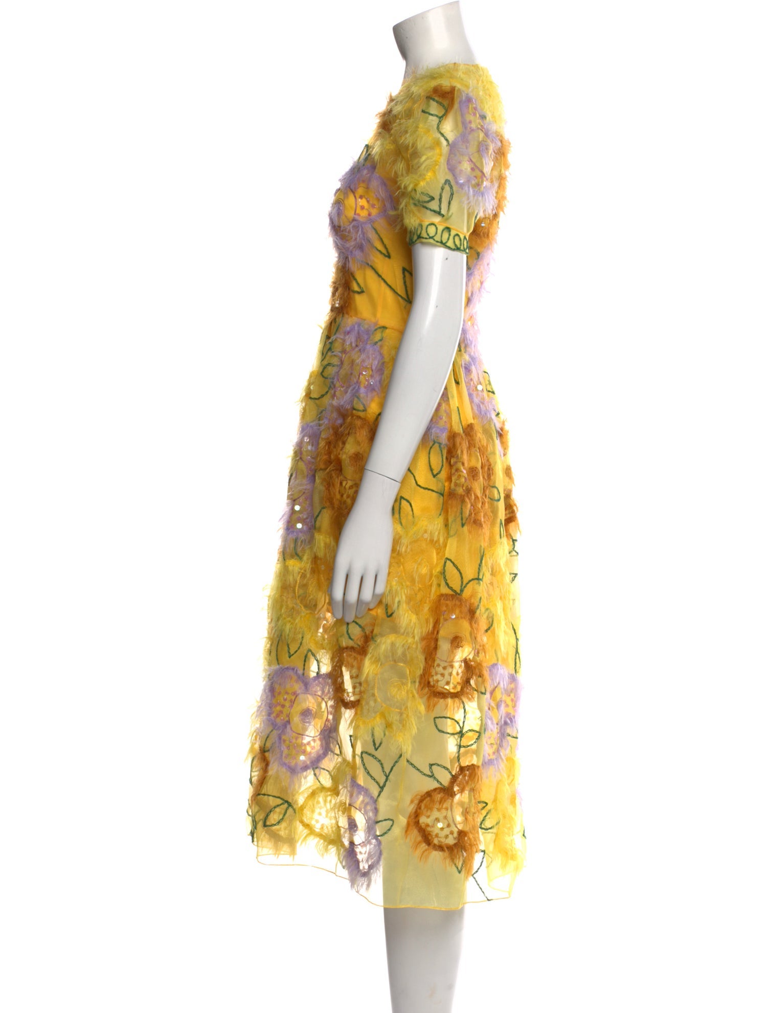 Ashish Floral Print Midi Length Dress