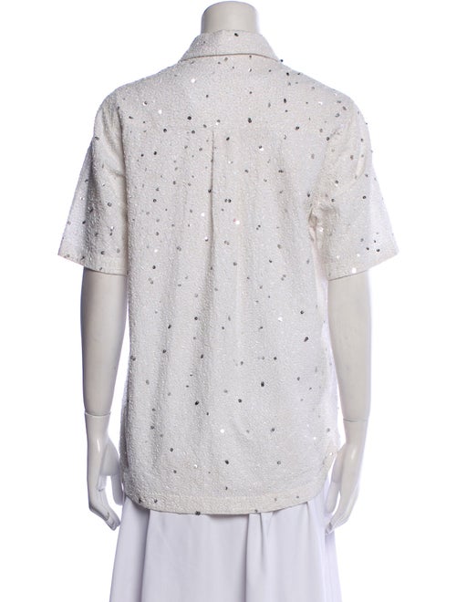 Ashish Polka Dot Print Short Sleeve Button-Up Top