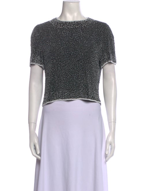 Ashish Patterned Scoop Neck Crop Top