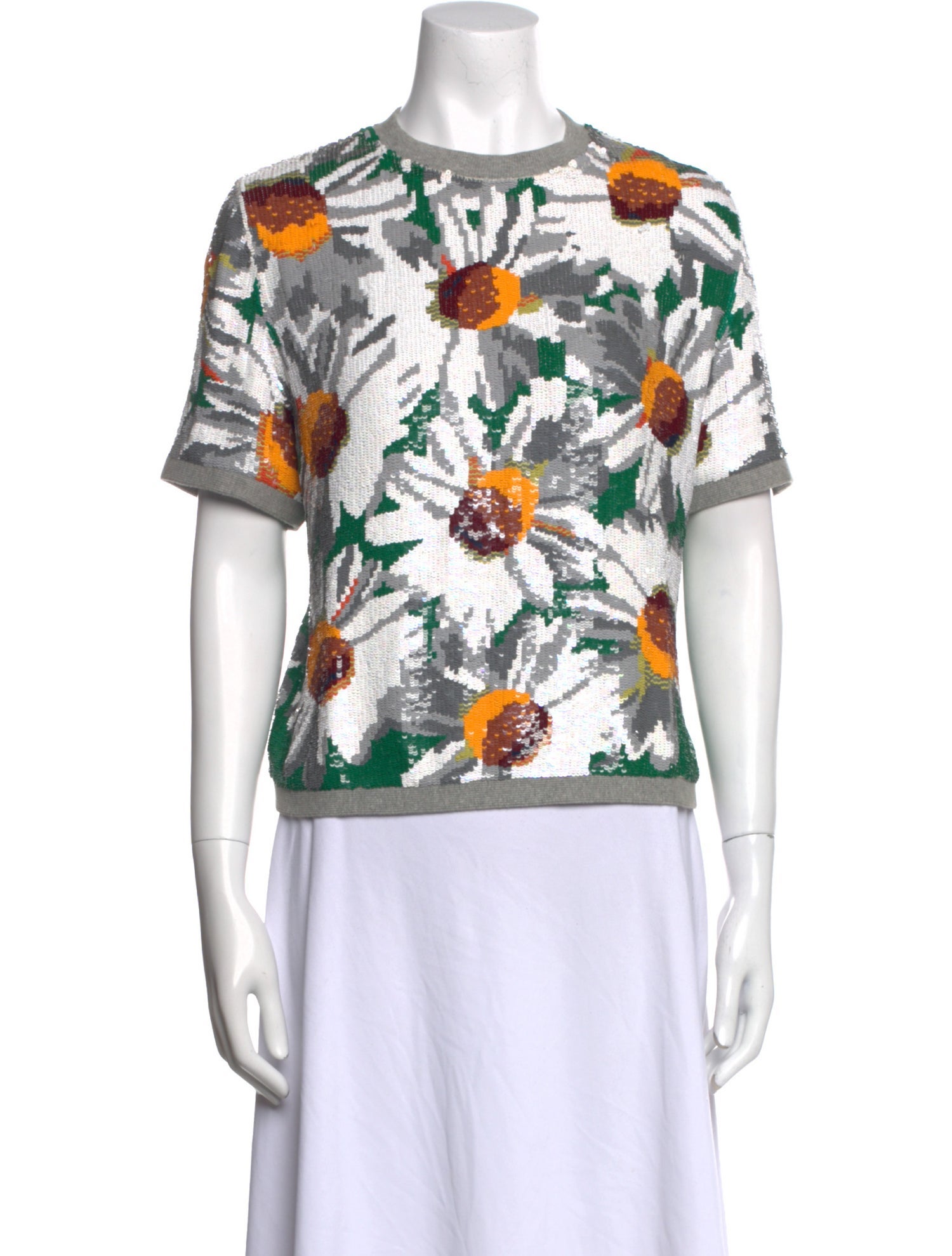 Ashish Floral Print Crew Neck T-Shirt