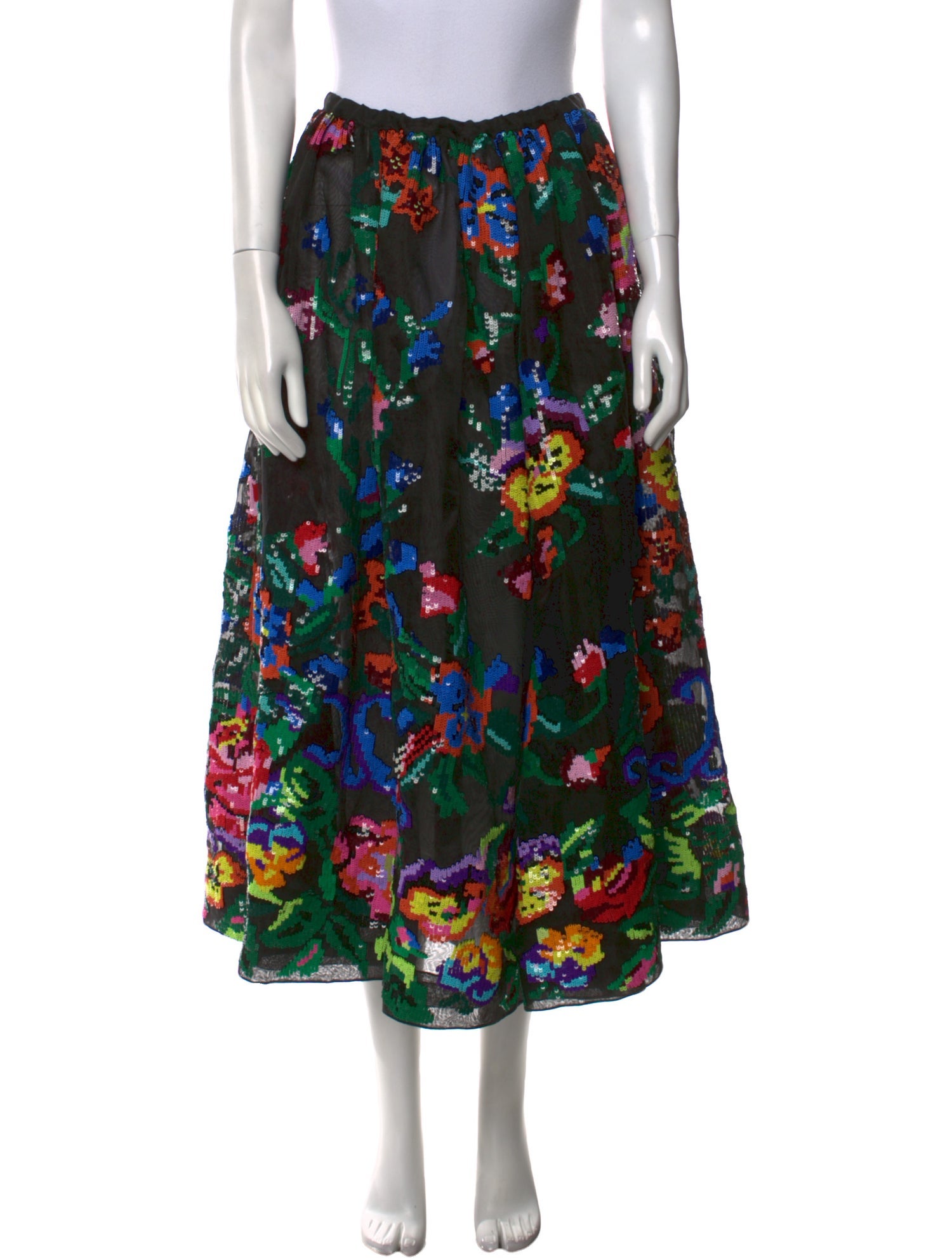 Ashish Floral Print Midi Length Skirt