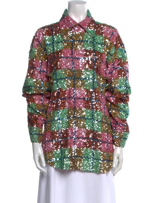 Ashish Printed Long Sleeve Button-Up Top