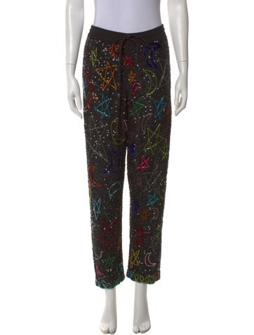 Pre-owned Ashish Printed Straight Leg Pants In Black