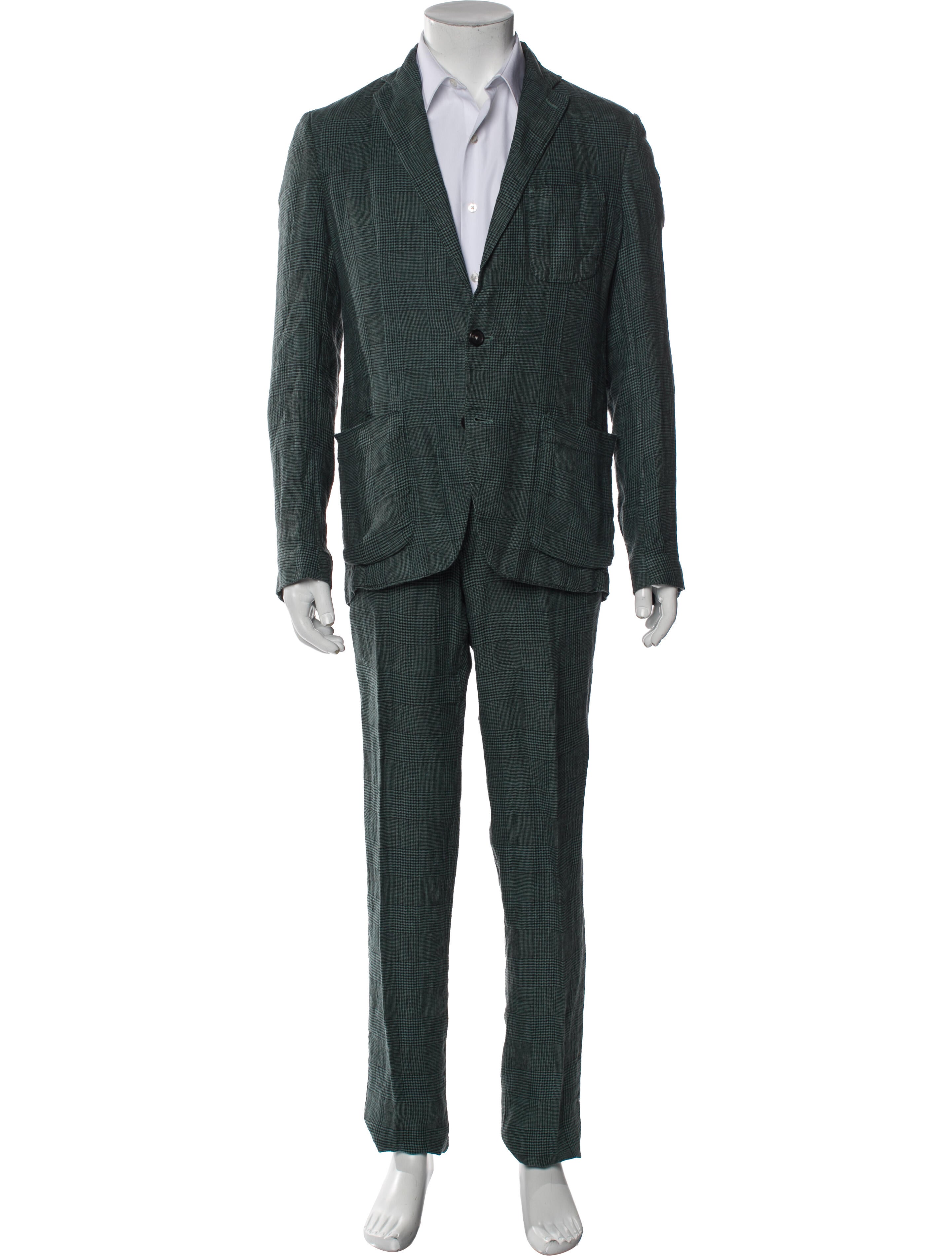 Massimo Alba Linen Plaid Print Two-Piece Suit