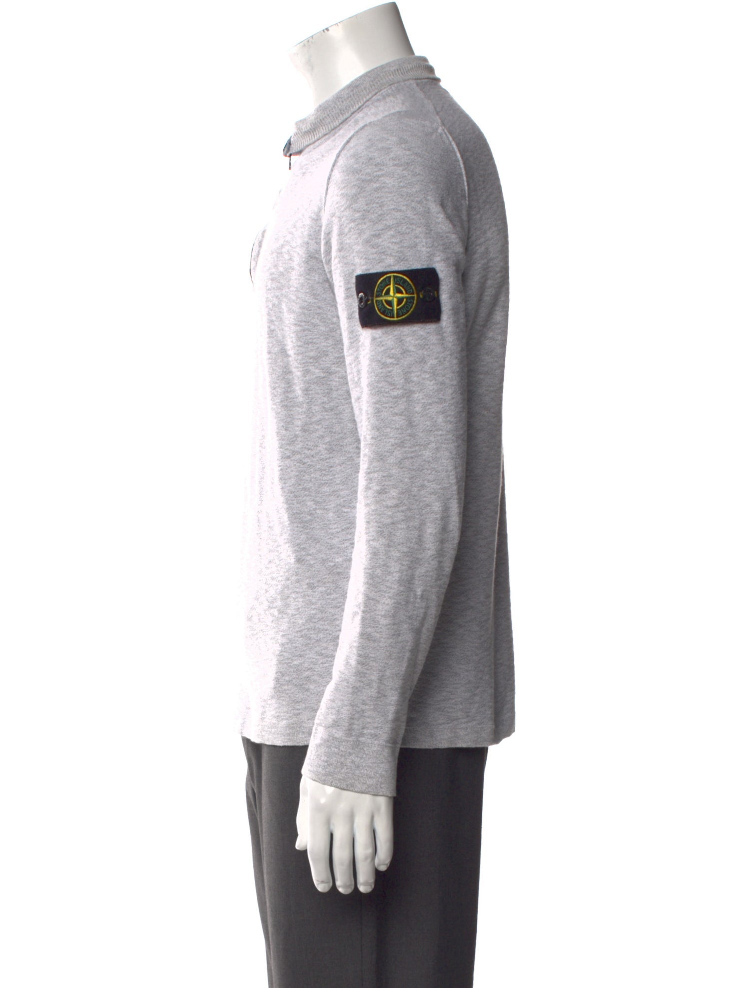 Stone Island Mock Neck Long Sleeve Polo Sweater