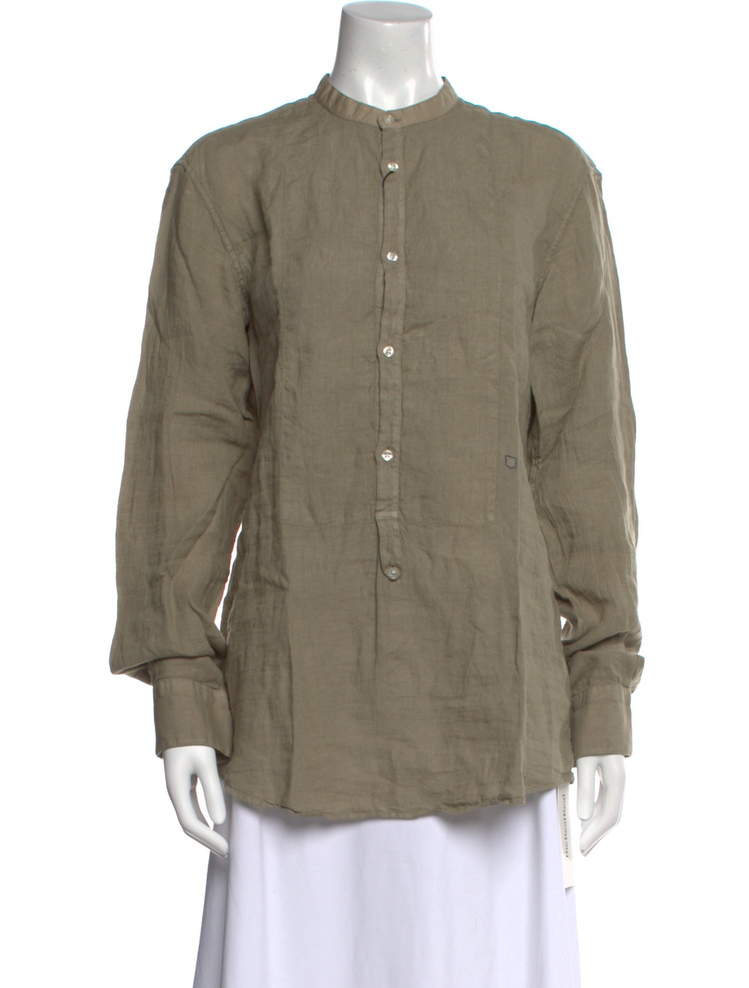 Massimo Alba Linen Mock Neck Button-Up Top w/ Tags