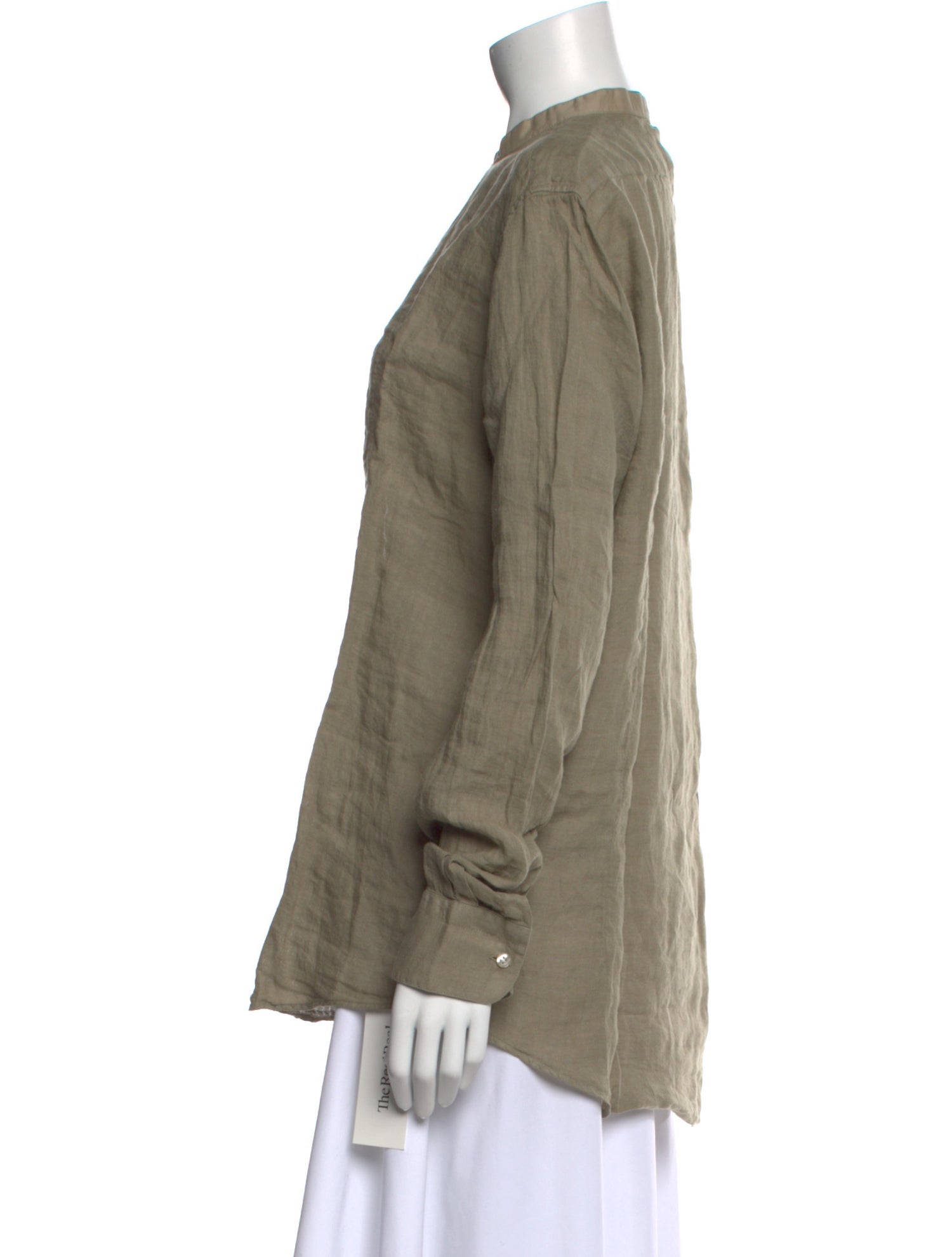 Massimo Alba Linen Mock Neck Button-Up Top w/ Tags