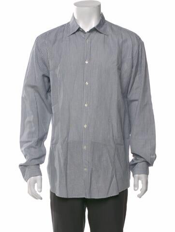 Pre-owned Massimo Alba Striped Long Sleeve Dress Shirt In Gray