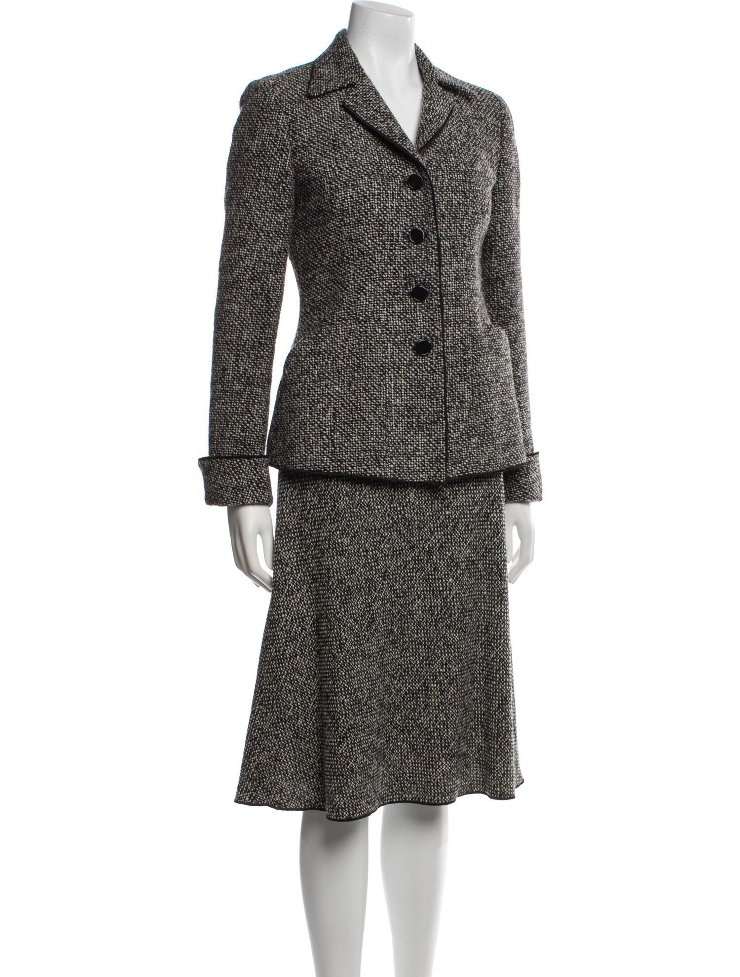 Marisa Minicucci Virgin Wool Tweed Pattern Skirt Suit