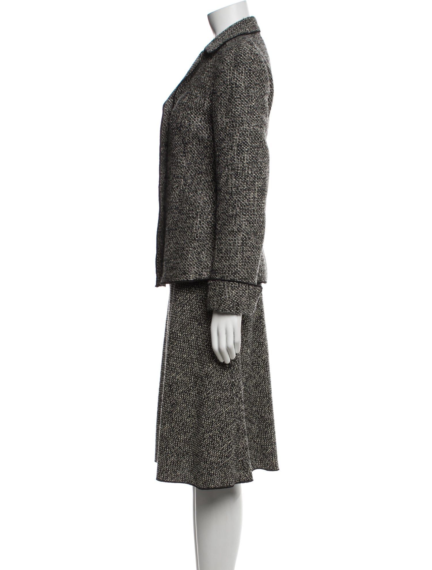 Marisa Minicucci Virgin Wool Tweed Pattern Skirt Suit