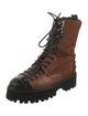 I Am Jennifer Le Leather Colorblock Pattern Combat Boots