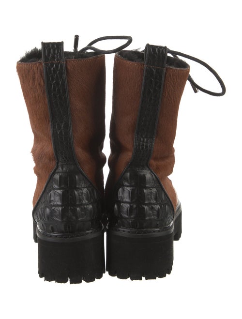 I Am Jennifer Le Leather Colorblock Pattern Combat Boots