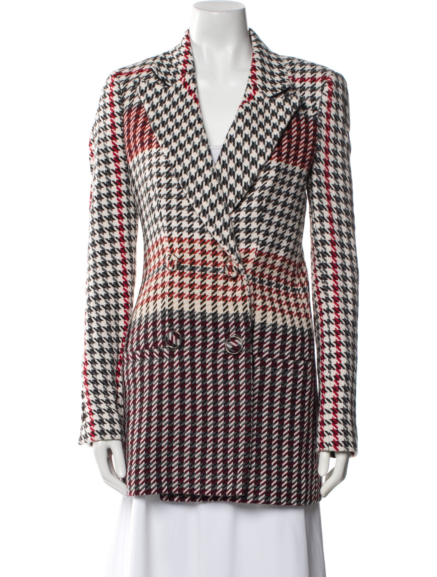 Ines Atelier Wool Houndstooth Print Blazer
