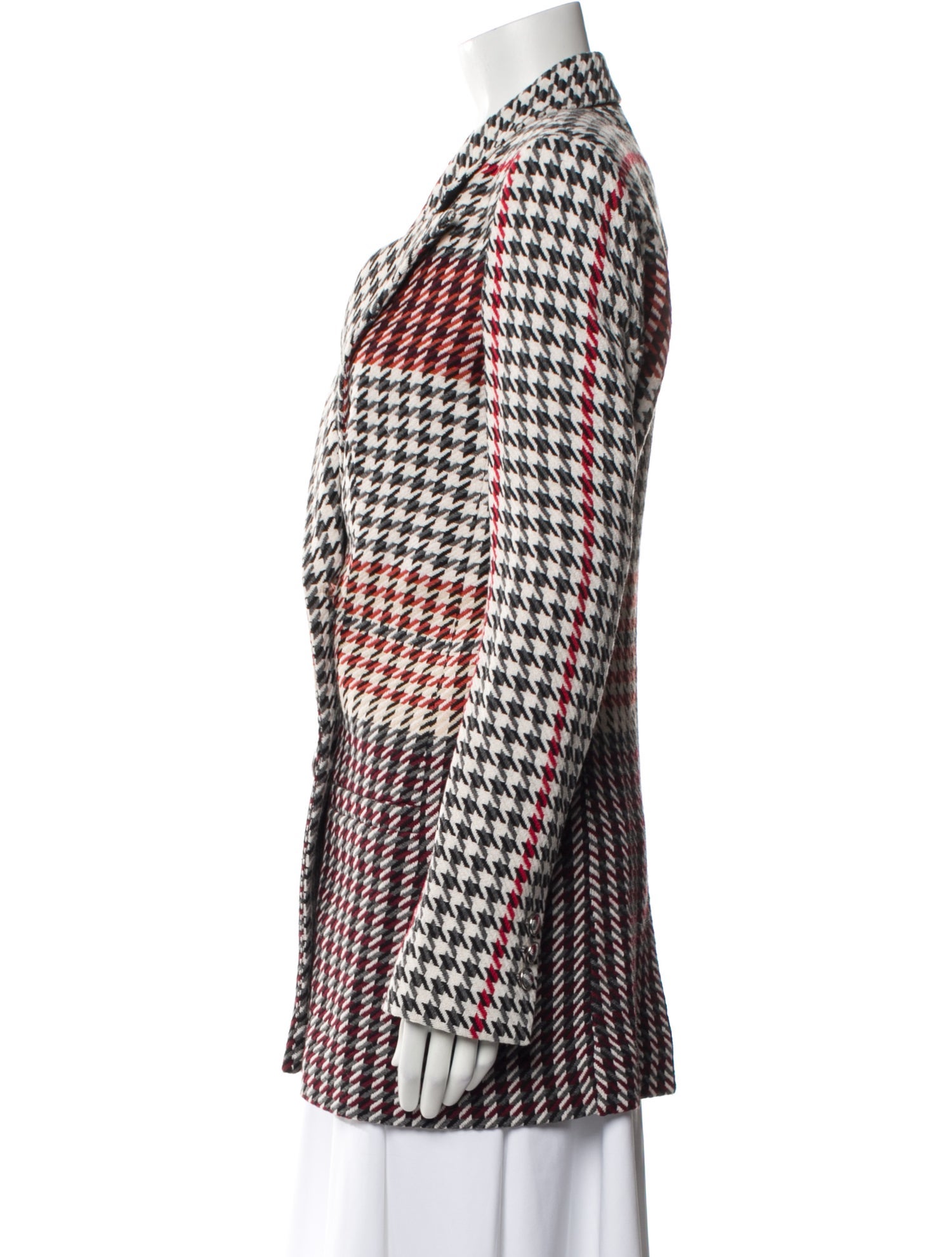 Ines Atelier Wool Houndstooth Print Blazer