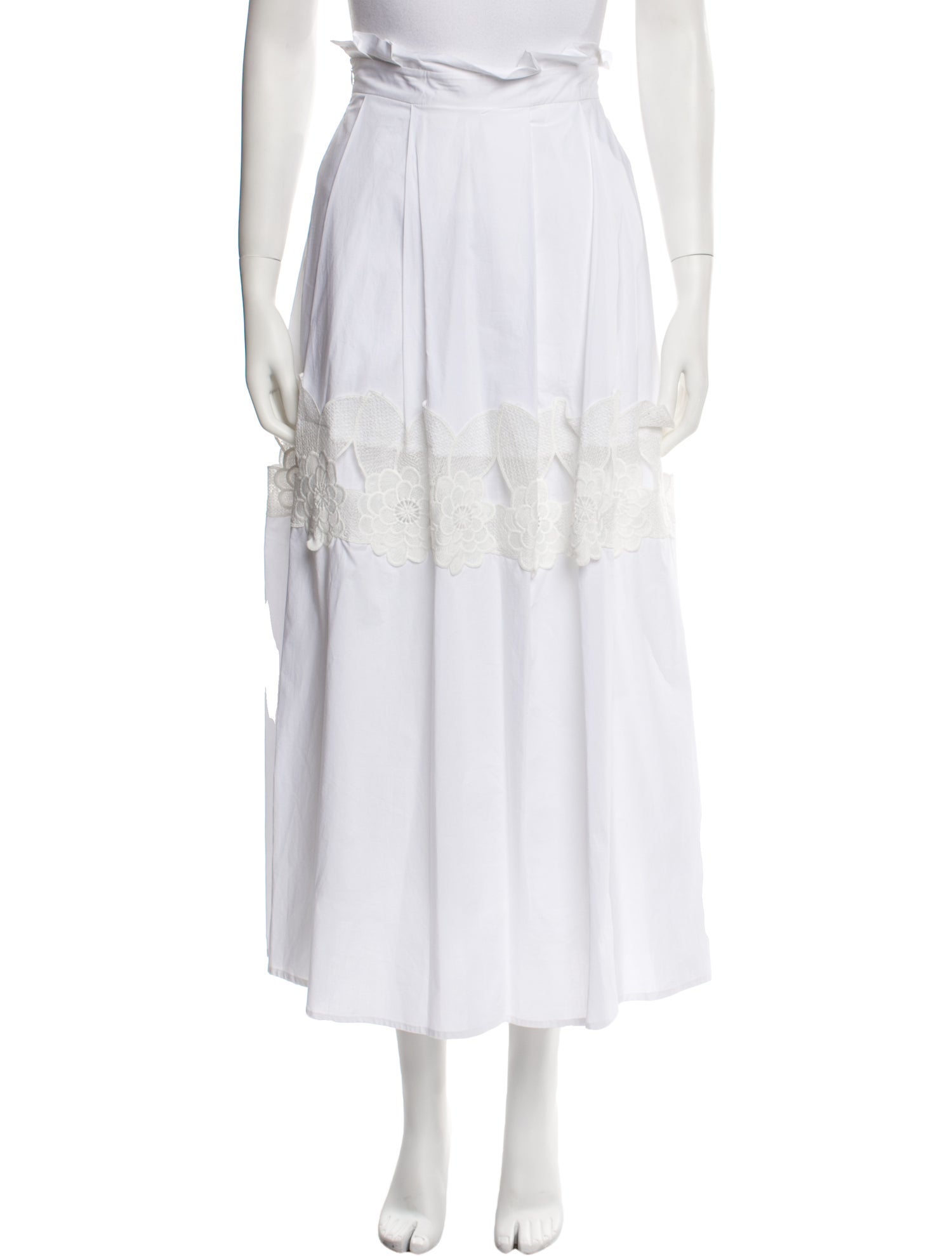 Isabelle Blanche Embroidered Accent Midi Length Skirt
