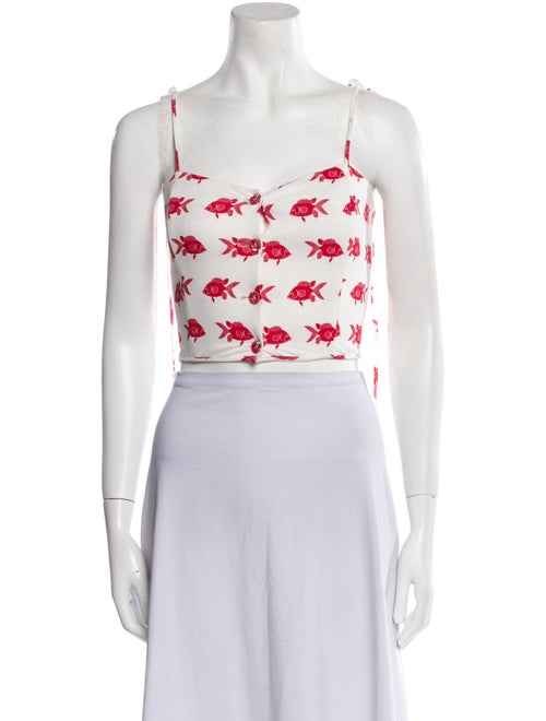 Imitation of Christ Floral Print Square Neckline Crop Top