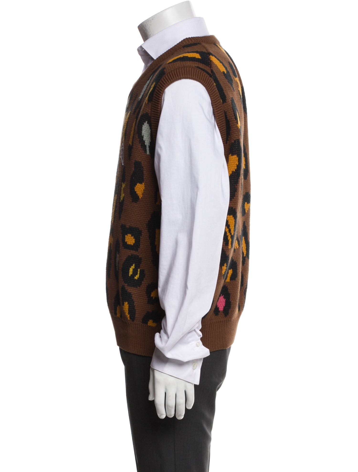 ICECREAM Animal Print V-Neck Sweater Vest