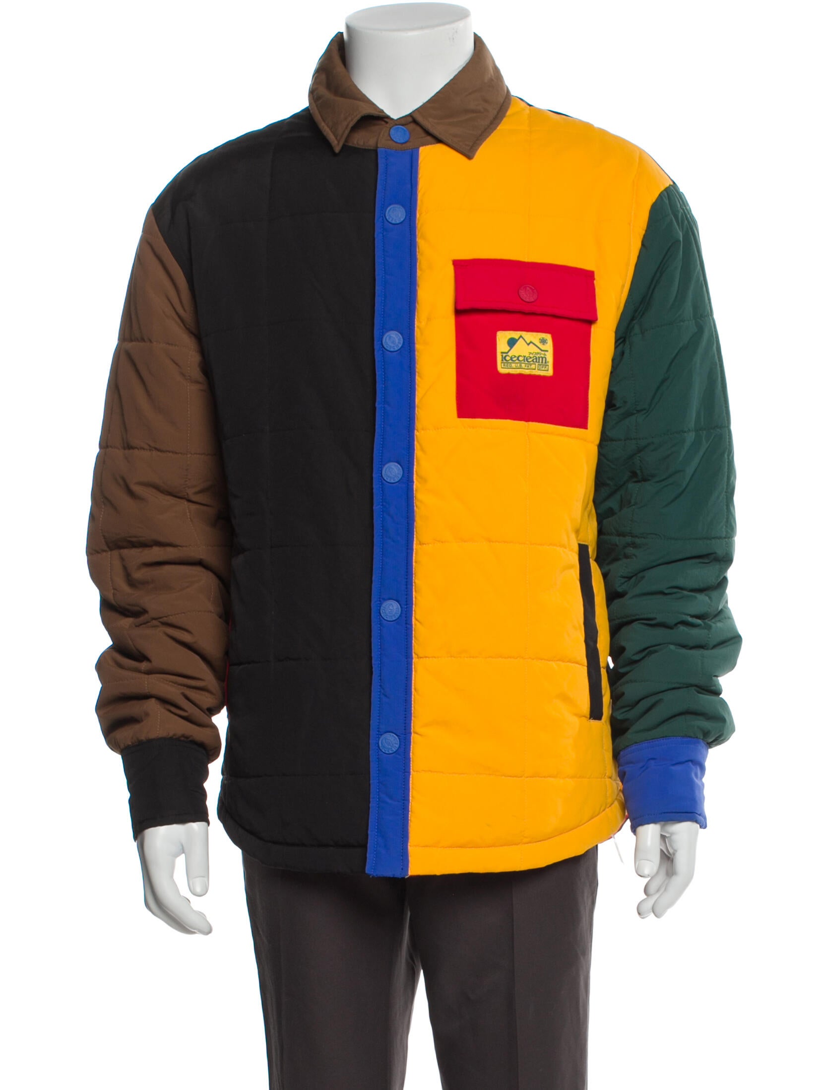 ICECREAM Colorblock Pattern Puffer Coat