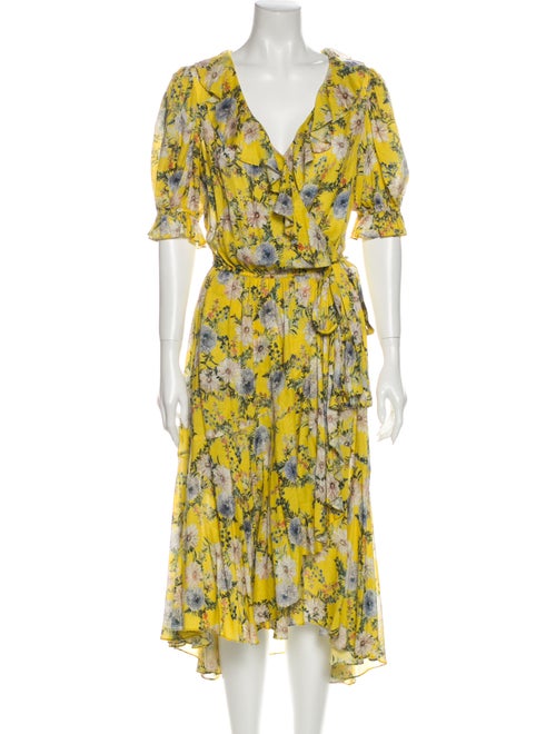 Icons Floral Print Midi Length Dress Yellow