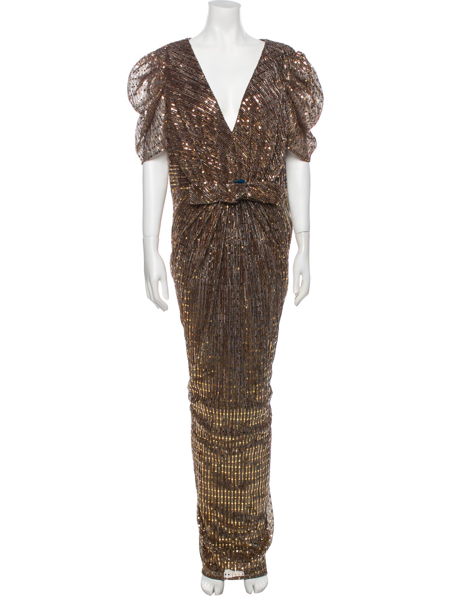 Ieena for Mac Duggal Printed Long Dress Brown Dresses, Clothing