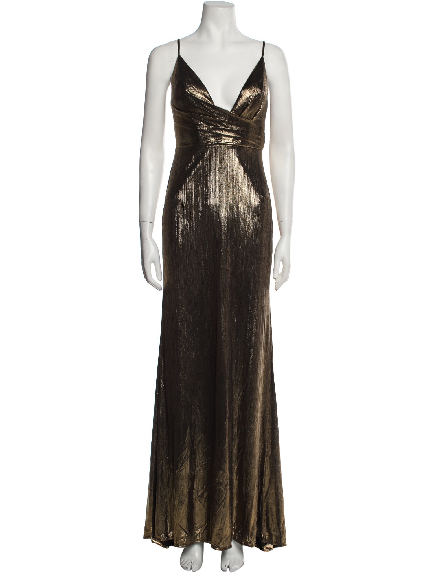Ieena for Mac Duggal VNeck Long Dress Gold Dresses, Clothing