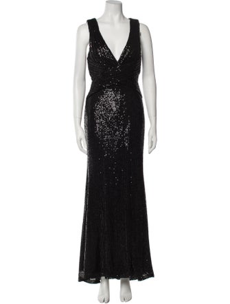 Ieena for Mac Duggal V-Neck Long Dress