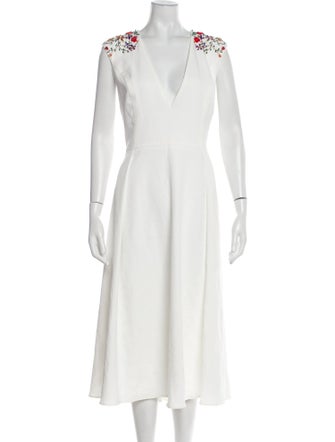 Ieena for Mac Duggal Plunge Neckline Long Dress