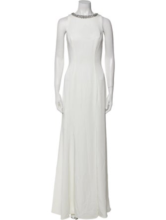 Ieena for Mac Duggal Crew Neck Long Dress