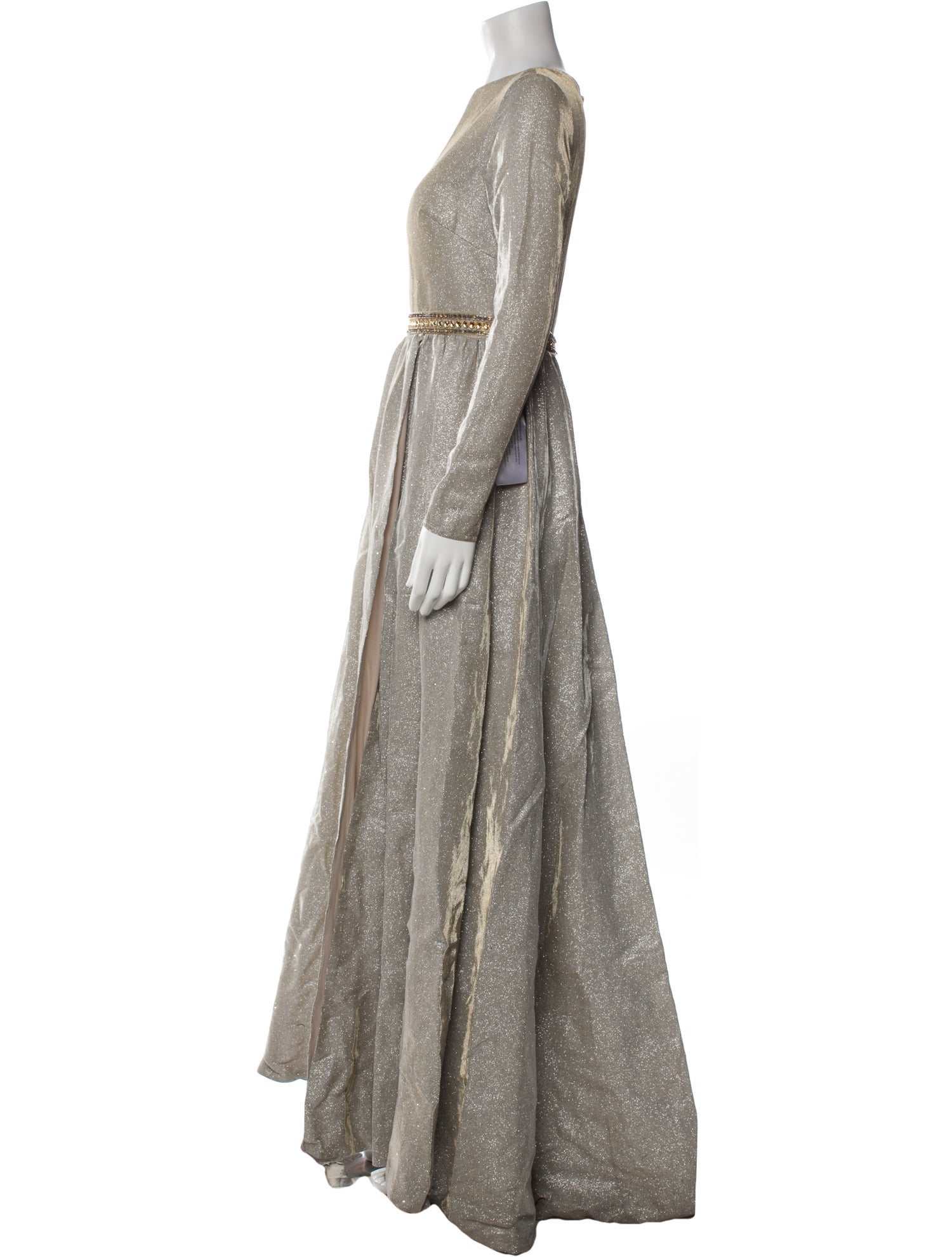 Ieena for Mac Duggal Bateau Neckline Long Dress