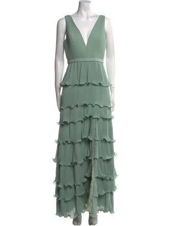 Ieena for Mac Duggal V-Neck Long Dress