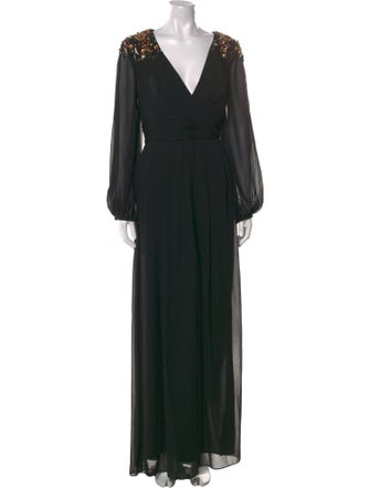 Ieena for Mac Duggal V-Neck Long Dress