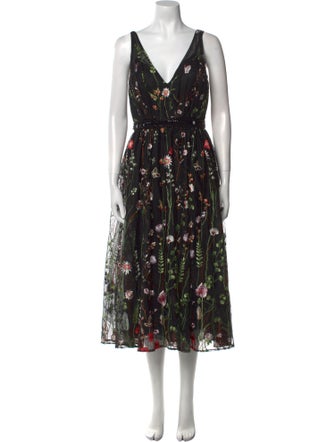 Ieena for Mac Duggal Floral Print Midi Length Dress w/ Tags