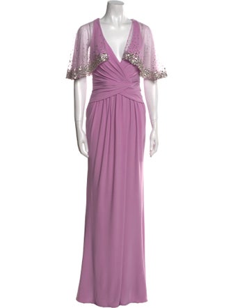 Ieena for Mac Duggal V-Neck Long Dress