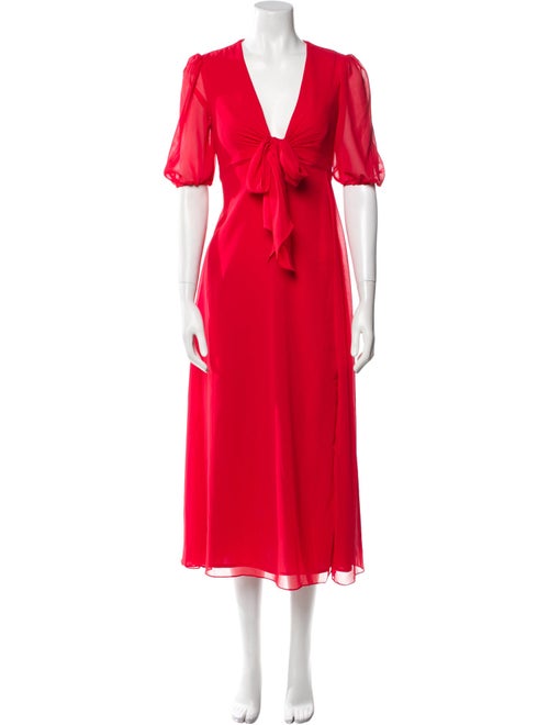 Ieena for Mac Duggal V-Neck Midi Length Dress