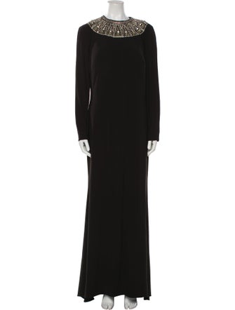 Ieena for Mac Duggal Crew Neck Long Dress